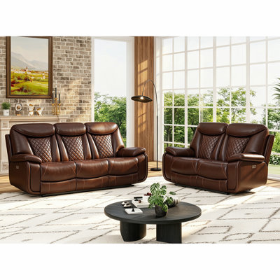 Saneela Faux Leather Power Reclining Living Room