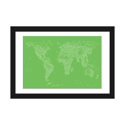 «Font World Map» par Michael Tompsett, impression sur toile tendue en vert clair