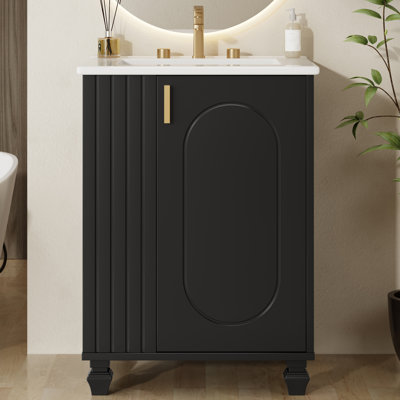 Meuble-lavabo simple 24 po avec comptoir en céramique 24 po