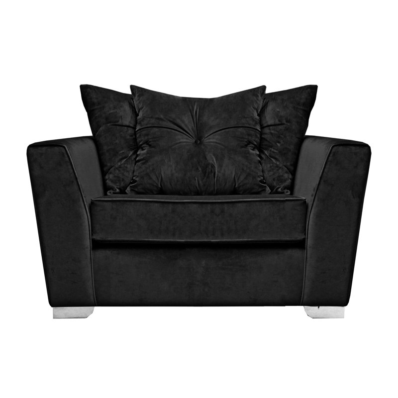 Quade 2 Seater Velvet Loveseat, Black