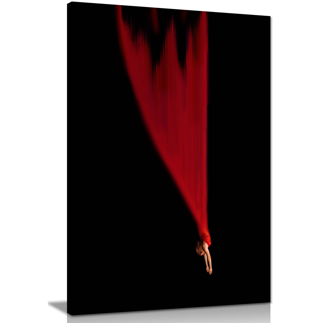 Panther Print Fine Art Prints Woman in Red Dress Falling Artistic Framed Canvas Prints, Pictures for Home Walls, Bedroom, Living Room and Bathroom Dec