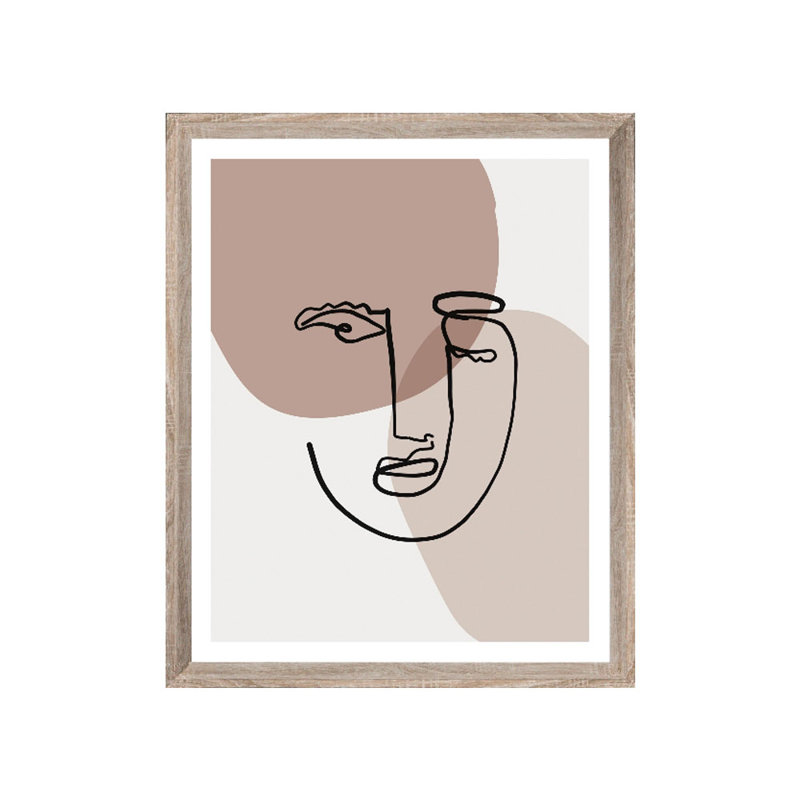 Face Abstract Scandi - Single Picture Frame Print, Bevelled Wood Effect, 136.652 cm H x 111.252 cm W