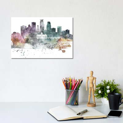 Minneapolis Pastel Skylines - Wrapped Canvas Print