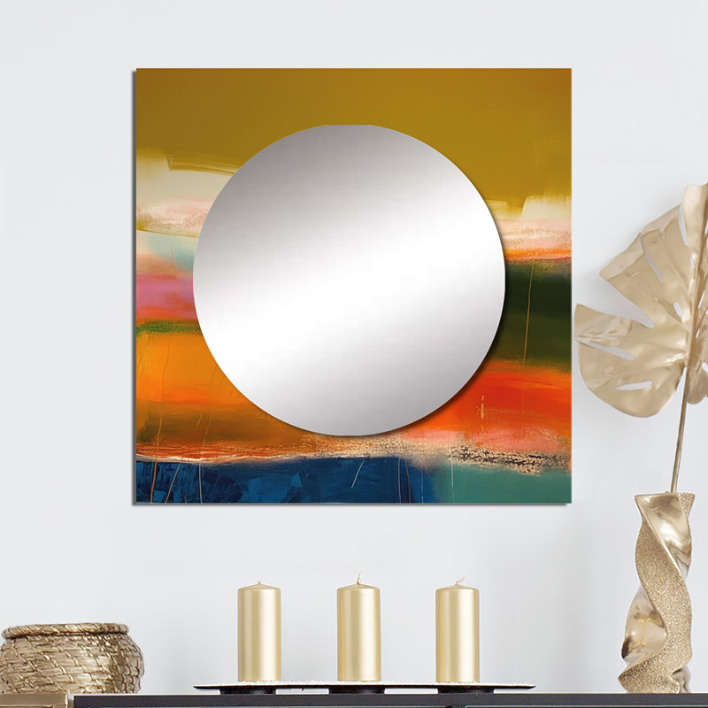 Lanae - Peinture abstraite grand miroir carré pour décoration murale, 23 po x 23 po