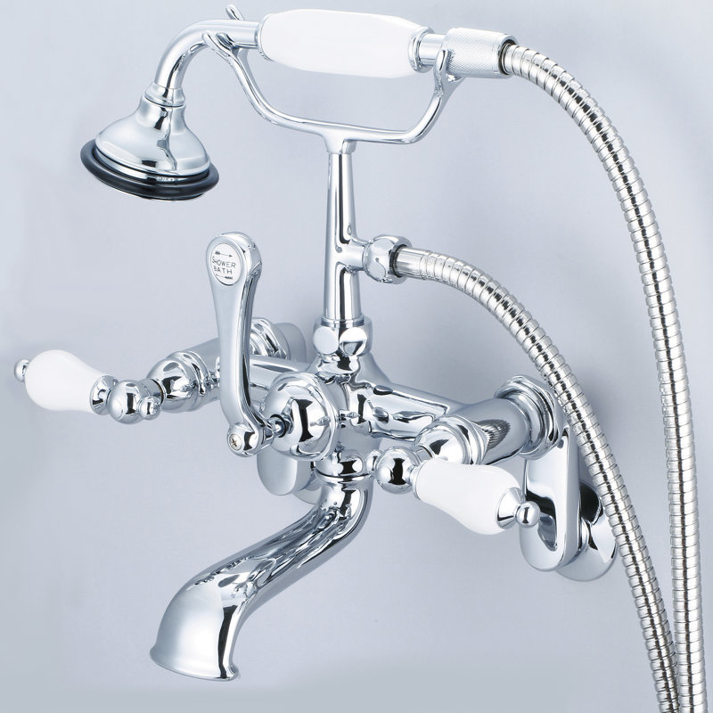 Stonington 3 Handle Clawfoot Tub Faucet, Chrome, Porcelain Lever Handles