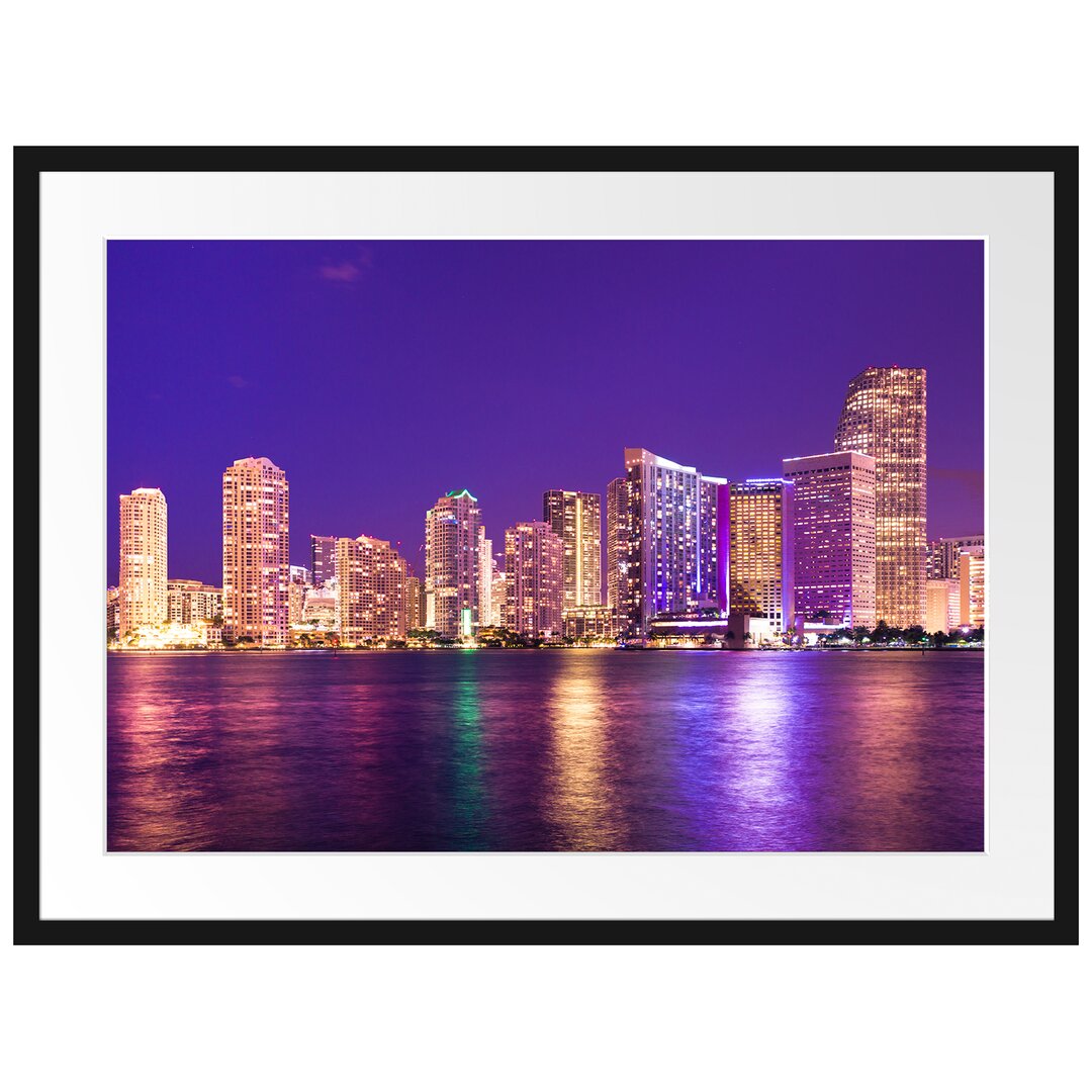 Gerahmtes Poster Skyline von Miami Florida