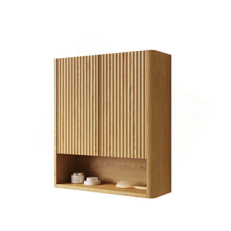 Armoire de salle de bain murale rayée de 26 po avec portes, tablette et compartiment de rangement ouvert au-dessus de la toilette pour la salle de bain, la cuisine et la salle de lavage