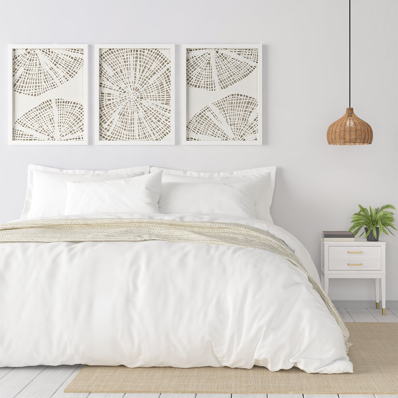 Framed Abstract Coastal Rice Paper 3-Piece Wall Art Set