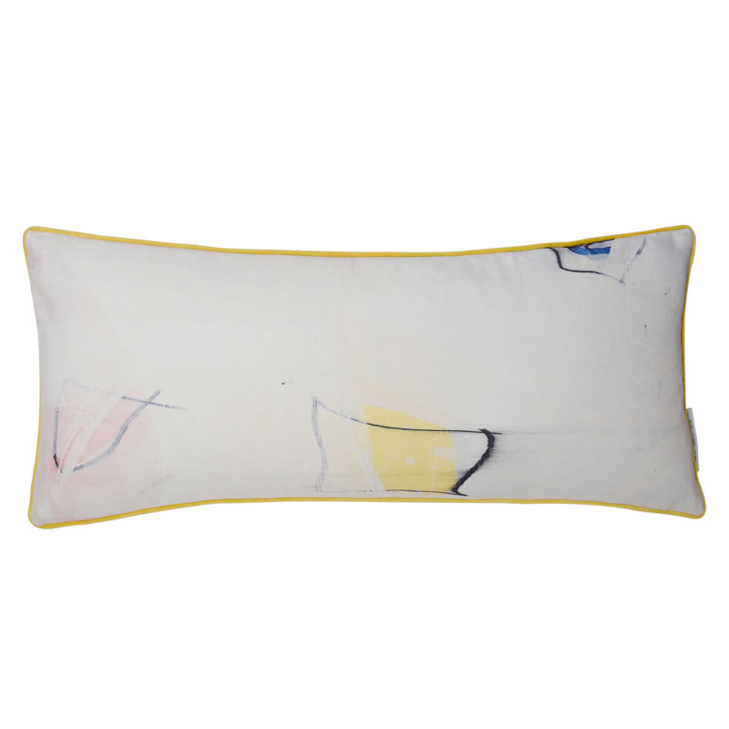 Carrousel Austin Allen James - carrousel - coussin d'art imprimé 24 po x 24 po, Bleu / jaune / crème / rosé