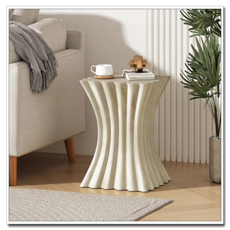 Table d'appoint d'extérieur, table de bout Wave Design, table d'appoint décorative, tabouret de jardin en béton léger pour patio