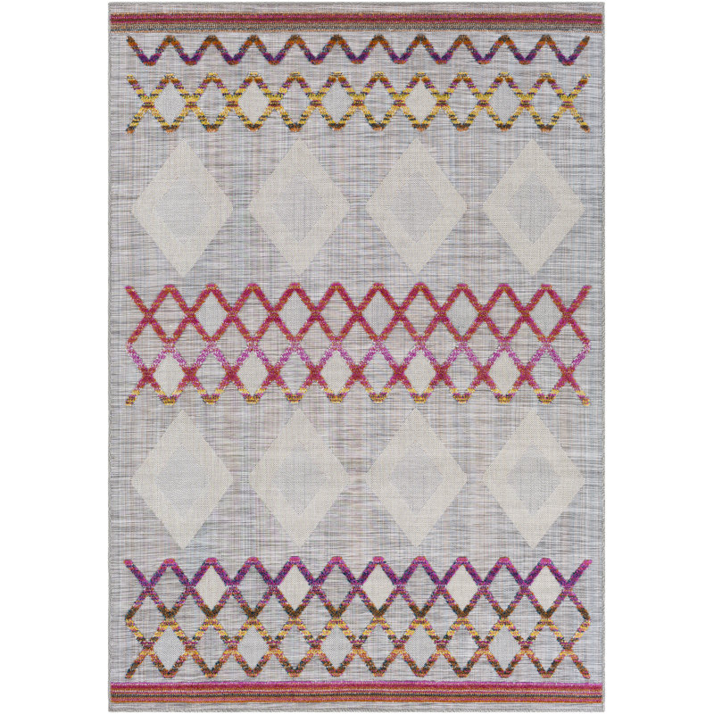 Tapis gris tissé à la machine Lula, Rectangle 6 pi 7 po x 9 pi
