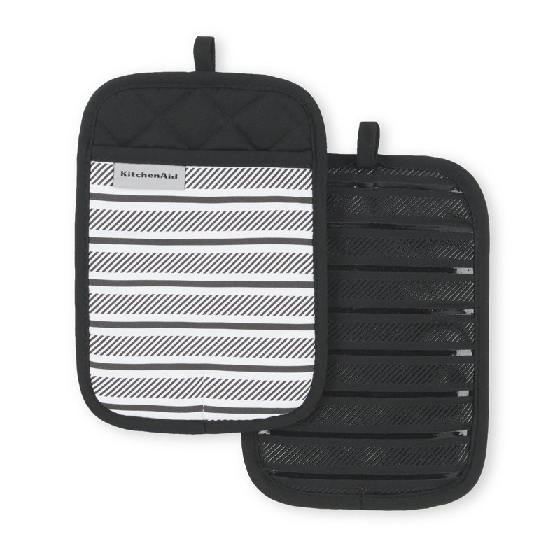 KitchenAid Albany Pot Holder Set, Onyx Black