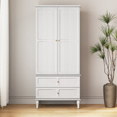 Garde-robe autoportante en bois 70,86 "style Mid-Century avec 2 tiroirs