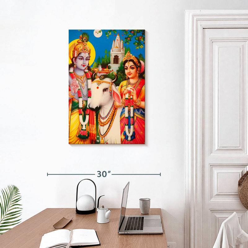 Dieux indous Rada et Krishna, H 30 po x l 20 po