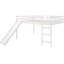 Lit mezzanine double en bois massif avec glissade en pin blanc solidement soutenu - offrant durabilité et style