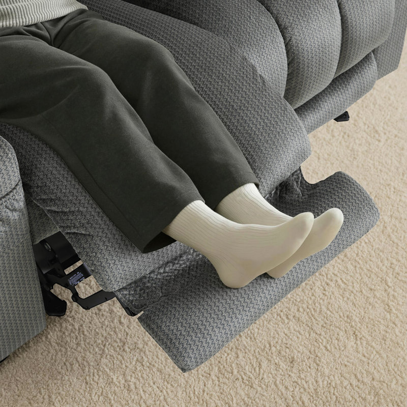 Electric Reclining Loveseat Sofa with Heat and Massage, Fabric Power Loveseat Recliner, Gray, 42.5" H x 56" W x 36.6" D