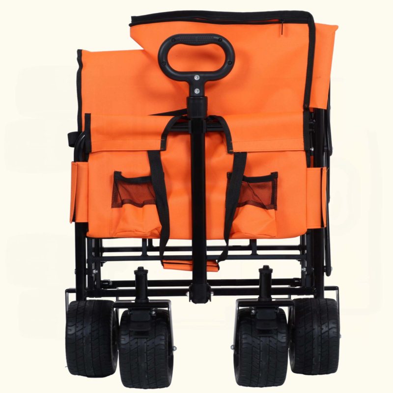 3-in-1 Convertible Folding Wagon Cart with Bench Seat & Storage - 500lbs Heavy-Duty Utility Wagon, 180L Capacity All-Terrain Wheels for Camping, Beach, Sports, Garden