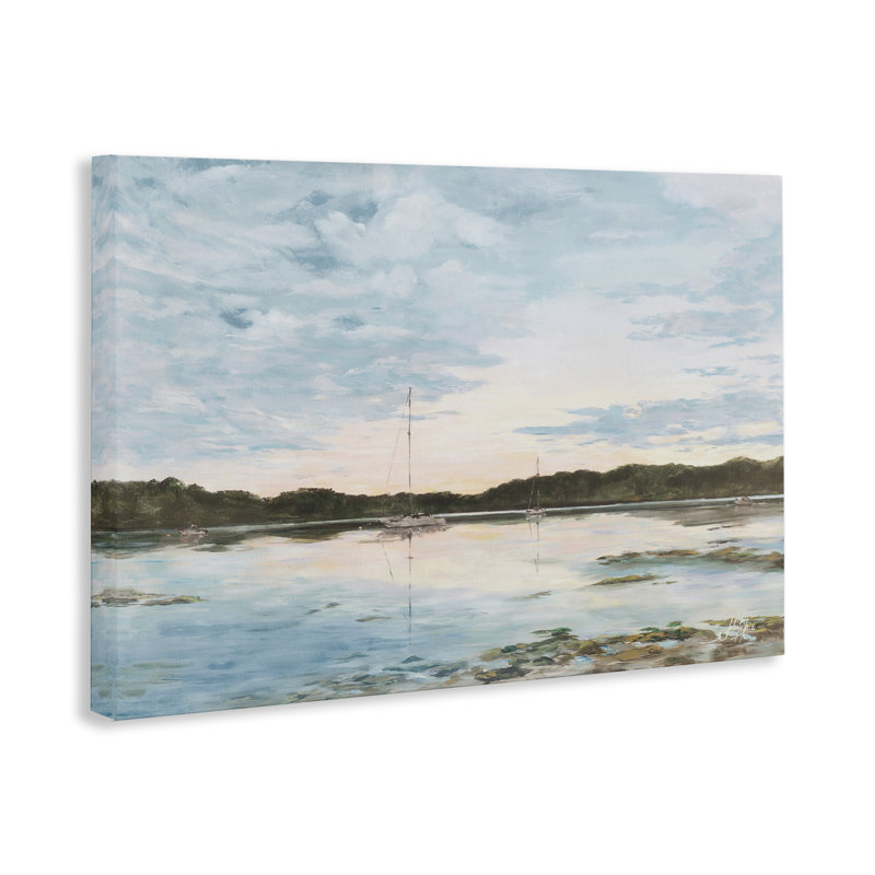 «Quiet Day on Lake», art mural sur toile par Julie DeRice, H 16 po x l 24 po