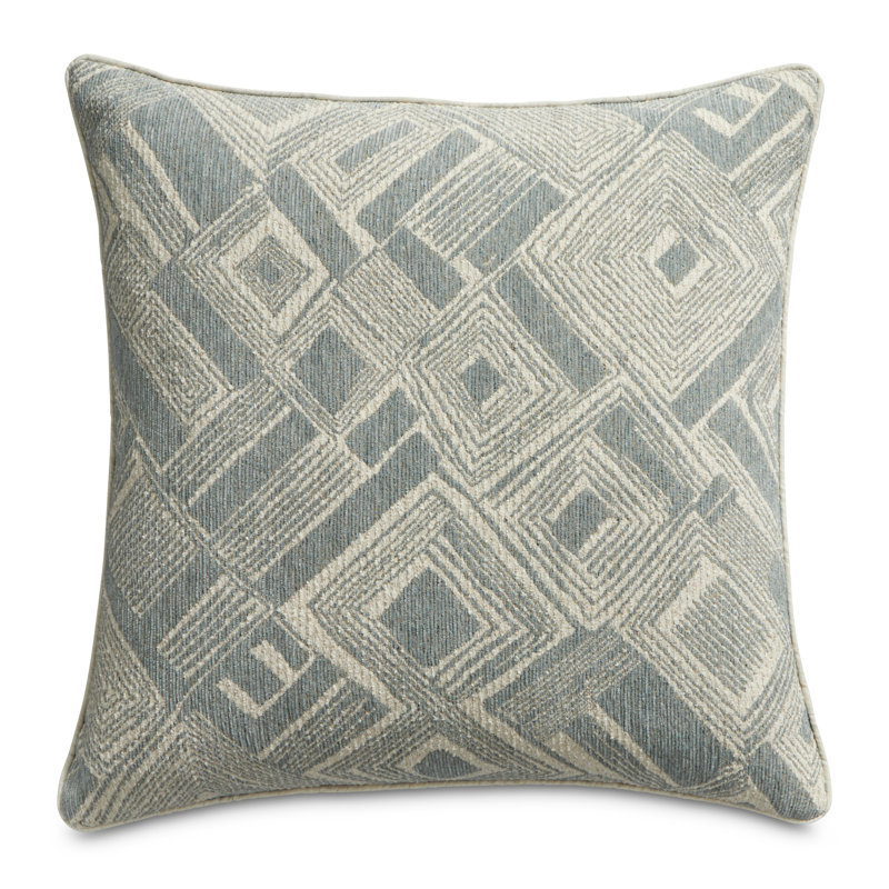 Moro Square Pillow Cover & Insert, Mineral/Ivory Geometric