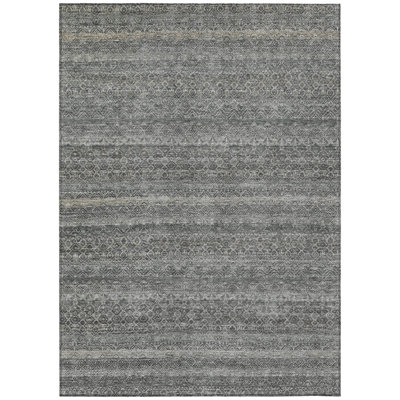Tapis extérieur lavable rayé gris étain 5 pi x 8 pi