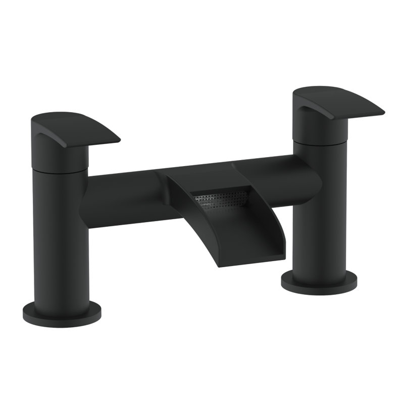 VeeBath Symphony Round Waterfall Bath Filler Mixer Tap, Matt Black