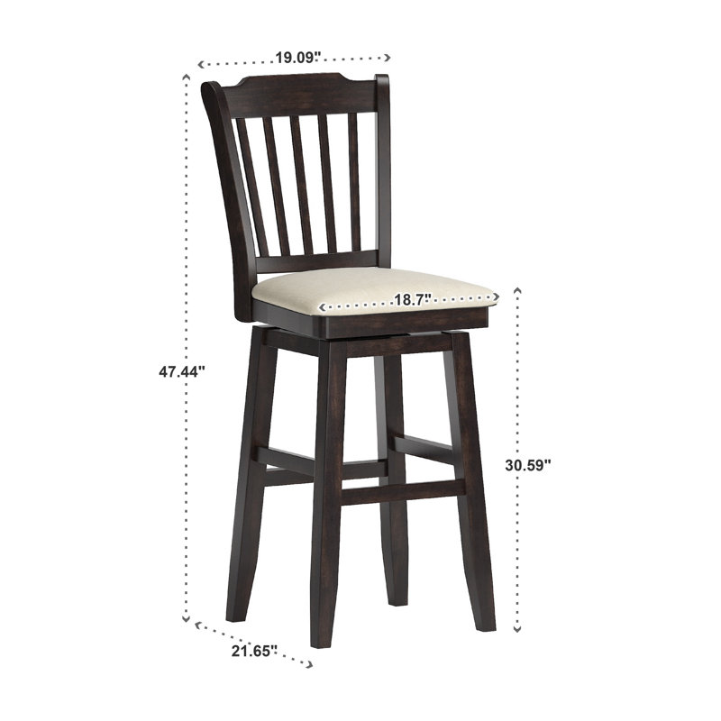Tabouret pivotant Fortville, Noir antique, Tabouret de bar (siège d'une hauteur de 29 po)
