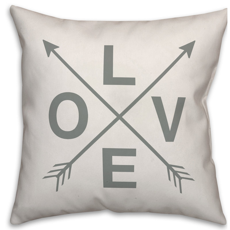 Coussin décoratif flèches love, 16 po x 1 po, Polyester / Bourre en polyester