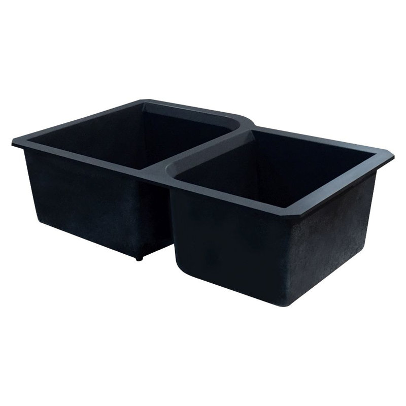 Radius 31.75'' L Double Bowl Kitchen Sink, Black