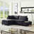 Latitude Run® Dark Grey Fabric Sectional Loveseat Ottoman with USB Storage Console Table-111924860