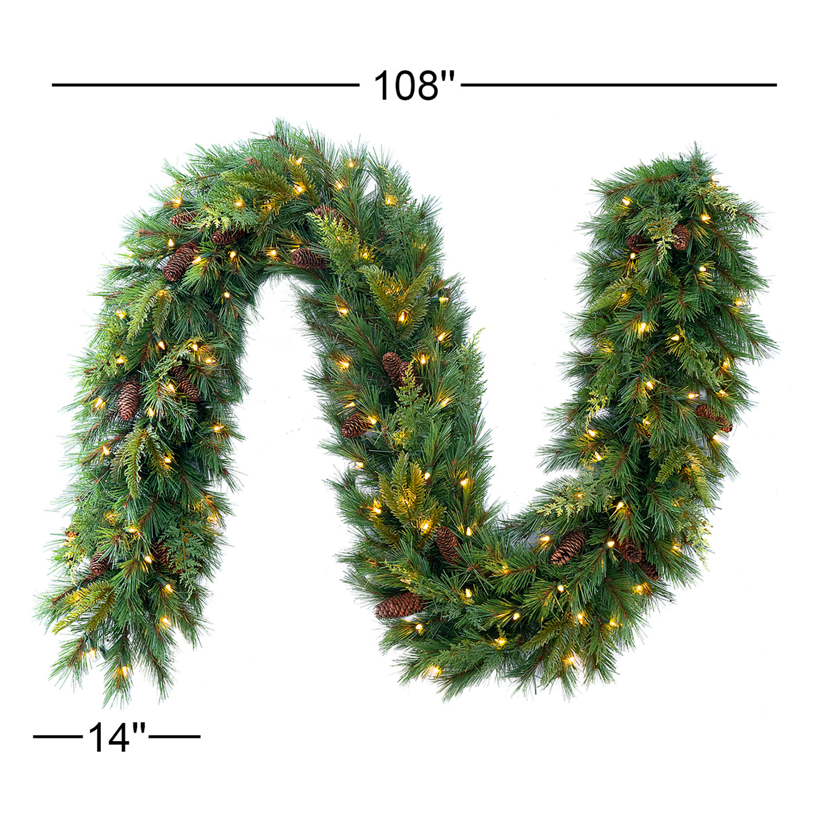 108'' in. Lighted Cedar Garland