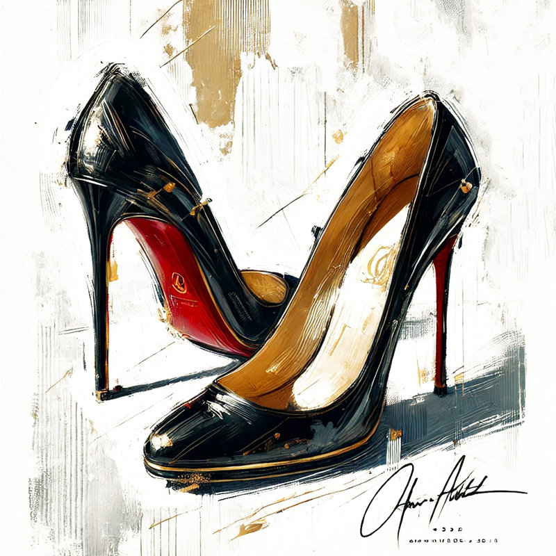 Reproduction d'art sur toile, "Refined Glamour: Black and Red Heels", H 40 po x l 40 po
