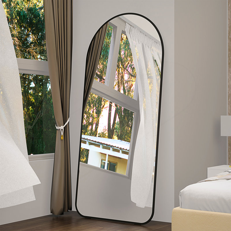 67*40 Inch Full-Length Mirror, Large Hanging Mirror, Oversized Floor Mirror For Bedroom, Large Dressing Mirror For Living Room, Metal Frame, With Wheels