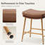 Stylish Counter Upholstered Bar Stool, Metal Frame with Wood Grain, Faux Leather Seat, Mid - Century Modern for Kitchen Island-114946126-118717165