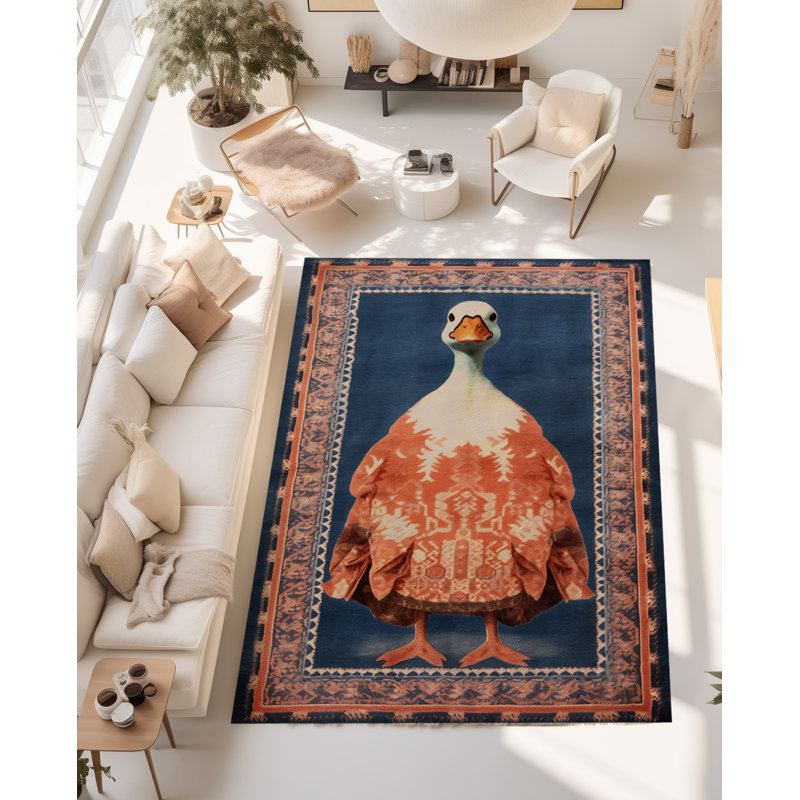 Tapis décoratif moderne à motif de canard Dideal Collection Dido, Tapis de couloir 4 pi x 9 pi 11 po