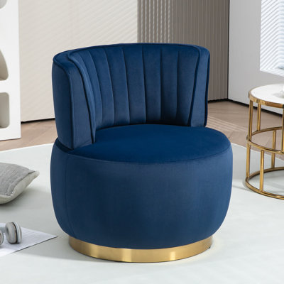 25.2" Upholstered Swivel Tufted Accent Vanity Stool