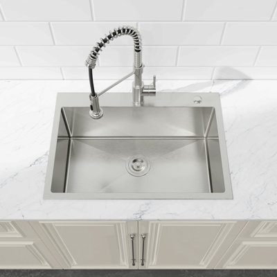 Stainless Steel Kitchen Sink,Single Bowl, Overmount Handmade Sink, With Us Standard Drain And Hook