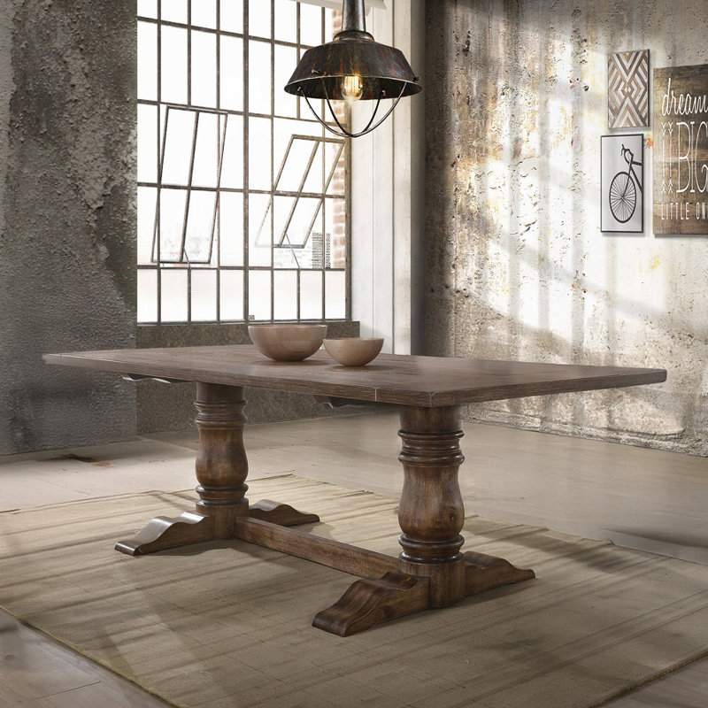 Table de salle à manger à tréteaux de twitchell, Gris, H 36 po x L 49 po x l 54 po