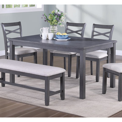 Table de salle à manger moderne 6 pièces avec 4 chaises d'appoint et un banc
