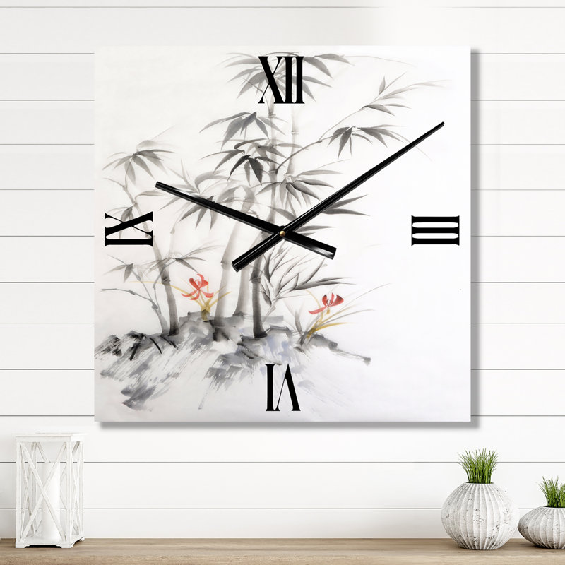 Horloge murale monochrome en bambou III, Moyen
