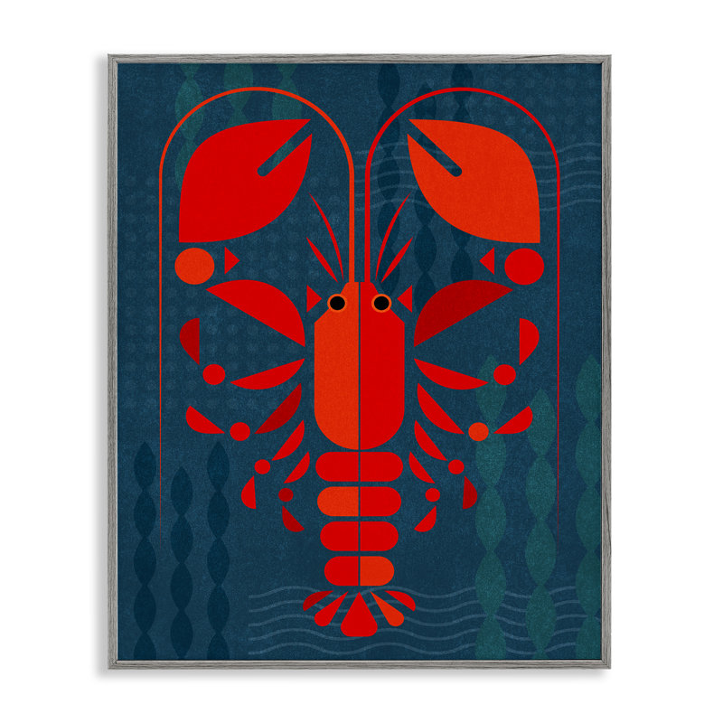 Art giclée nautique en forme de homard par June Erica Vess, Estampe numérique Farmhouse, H 30 po x l 24 po