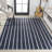 Rand Distressed Ticking Stripe Machine-Washable Navy/Gray Rug-1470393842
