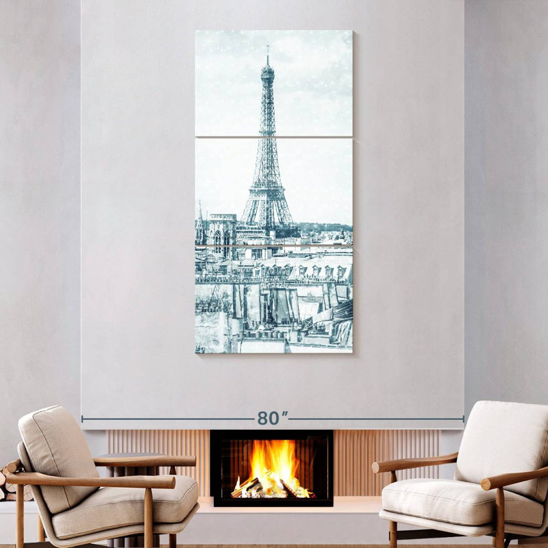 Retro Eiffel Tower, 75" H x 36" W
