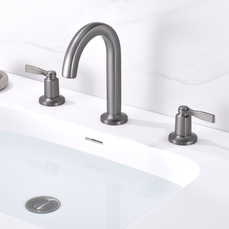 Larko 8 in. Widespread 2-Handle Bathroom Vanity Sink Faucet with Metal Pop-Up Drain, Gun Metal