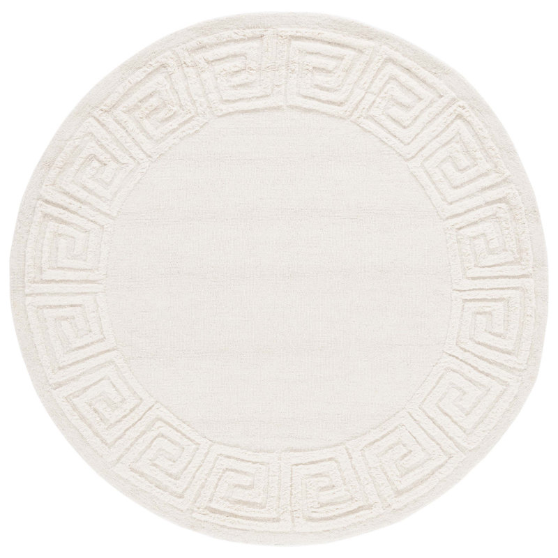 Tapis ivoire en laine / coton touffeté à la main Dreshon, Rond 6 pi