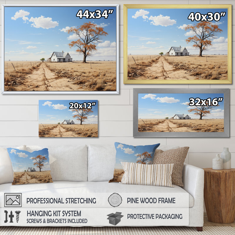 Marinda " Farmhouse Minimalism Path III ", Toile tendue, 16" H x 32" W