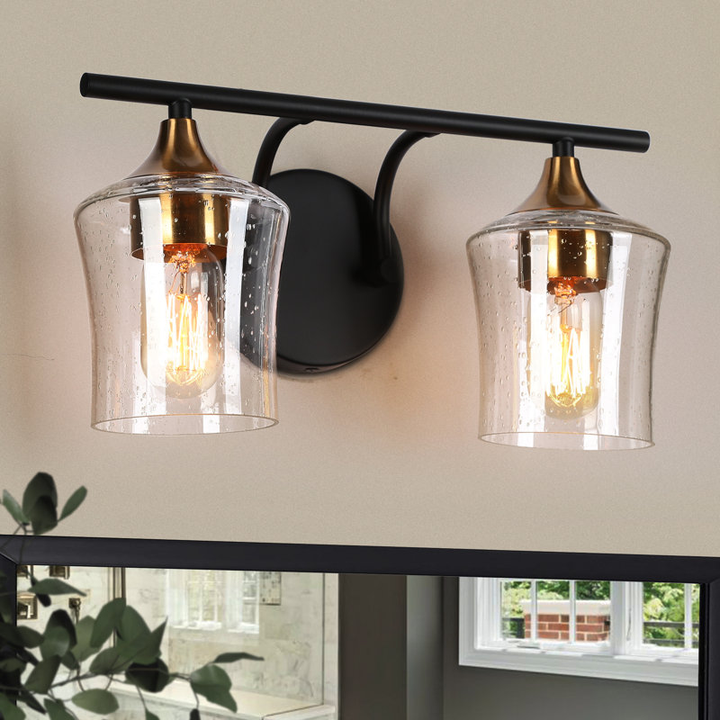 Balendran 2-Light Dimmable Vanity Light-Seeded Glass, Seeded Glass