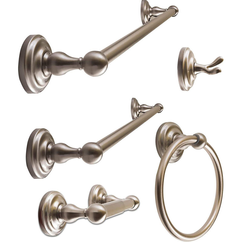 Satin Nickel 5-Piece Bathroom Hardware Set