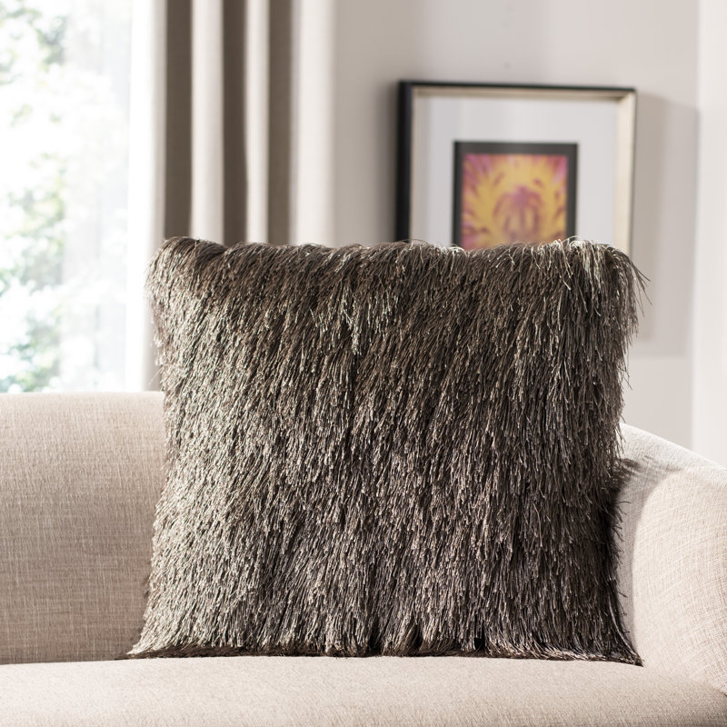 Fiesta Shag Shag Indoor/Outdoor Lumbar Pillow, 12" x 36", Taupe