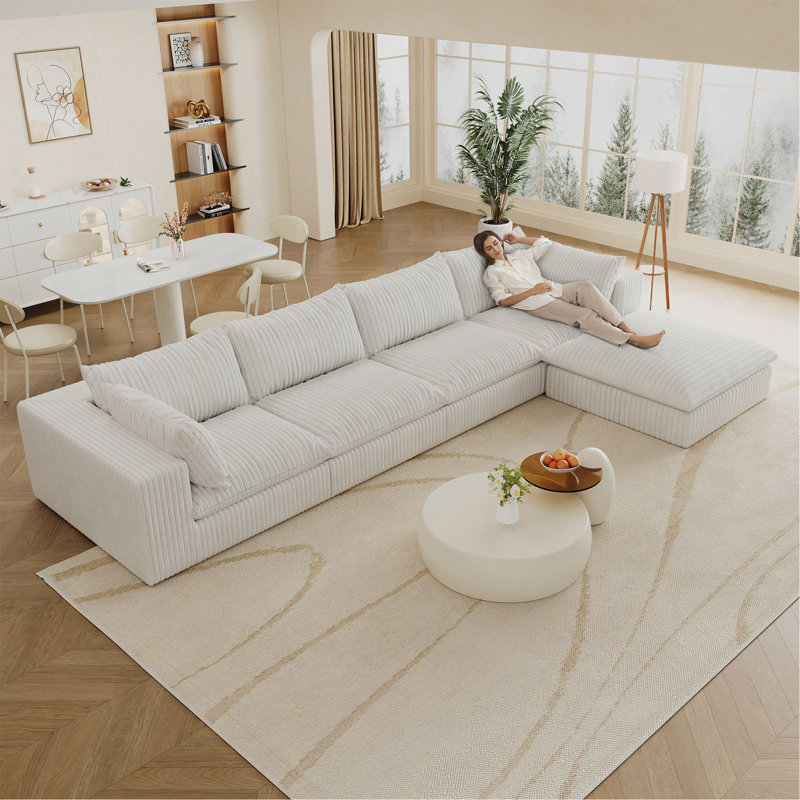 Canapé 157,6 po Cloud, H 24 po x l 157,6 po x P 78,8 po, Tissu - Blanc
