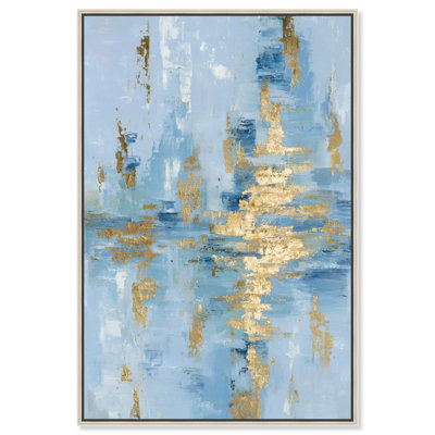 "Gilded Ocean IV", reproduction d'art acrylique encadrée par Art Remedy, cadre noir, 24 x 36
